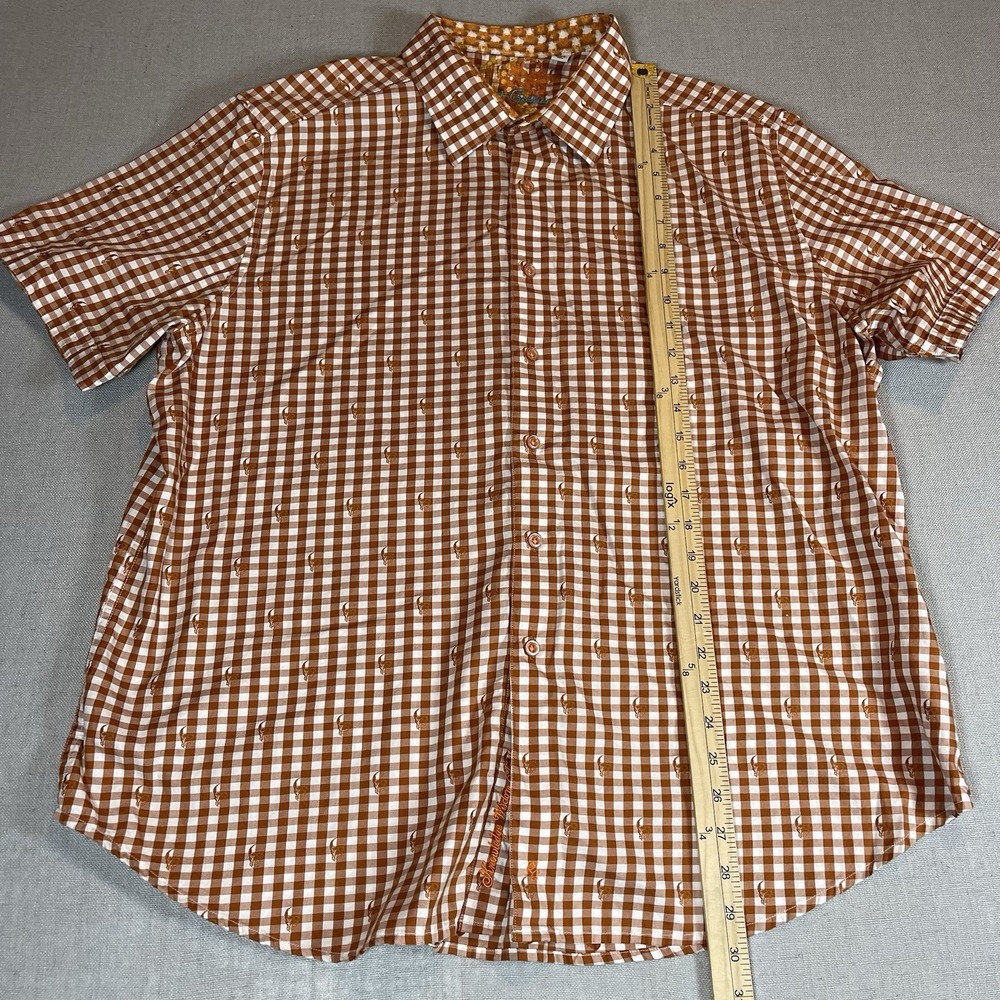 Robert Graham Shirt Mens‎ 3XL White Burnt Orange Check Short Sleeve Classic Fit - Picture 11 of 12